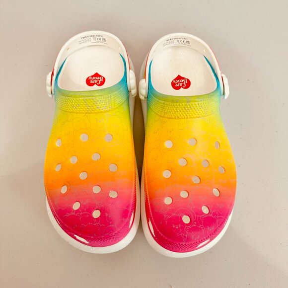 NEW CROCS CARE BEARS MULTICOLOR RAINBOW UNISEX MULE SLIDE CLOG